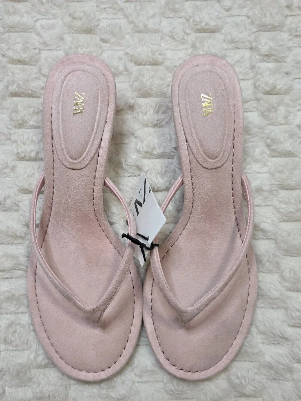 NWT ZARA Pink Suede Kitten Heel Split Sandals - Picture 7 of 12